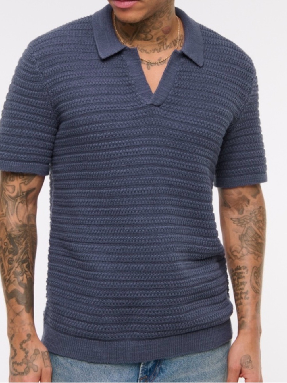 Abercrombie & Fitch Men's Polo Ribbed Shirt, Black